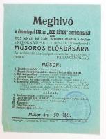 1935 Meghívó a dévaványai 879.sz. Bod Pétercserkészcsapat műsoros előadására a cserkészcsapat pecsétjével