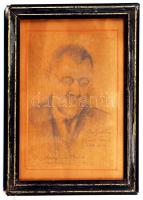 1936 Gách István Lipót (1880-1962): Markup Béla szobrászművész arcképe, ceruza, papír, jelzett, üvegezett keretben, 27×19 cm