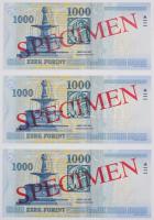 2010. 1000Ft "MINTA" és "SPECIMEN" felülnyomással (3x) DA sorozat, kettő egymást...