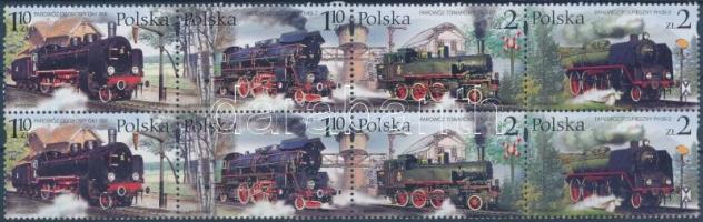 Régi gőzmozdonyok a Wolsztyn Vasútmúzeumból nyolcastömb, Old steam locomotives from Wolsztyn Railway Museum block of 8