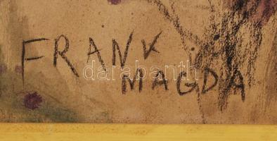 Frank Magda (1914-1997): Vészkorszak. Vegyes technika, papír, jelzett, kisebb gyűrődésekkel, keretbe...
