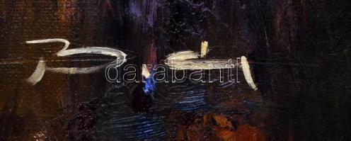 Bényi Emese (1973-): Vitorlások. Olaj, vászon, jelzett, kereteben, 60×70 cm