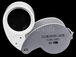 Illuminated / 40x-25mm LED világítással ellátott fém ékszerész loupe új állapotban