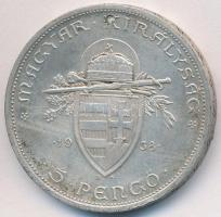 1938. 5P Ag "Szent István" T:2,2- hátlapon ly. Adamo P8.1