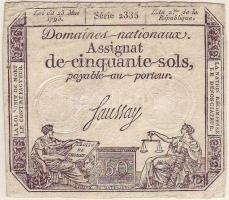 Franciaország 1793. 50S "Assignat" T:I- sarkok épek! R!
