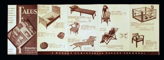 cca 1920 Falus gumiárú reklám füzet kihajtható, képekkel