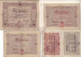 1848-49. 15kr,30kr,5Ft 2 klf színben, 10Ft T:II