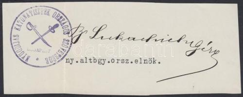 Lukachich Géza báró (1865-1943) altábornagy, Bp-i város pk. Aláírás kivágáson.