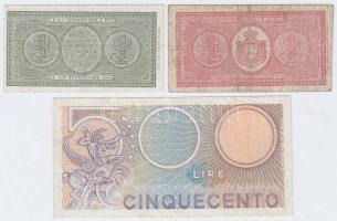 Olaszország 1914. 1L + 1944. 1L + 1976. 500L T:III,III-
Italy 1914. 1 Lira + 1944. 1 Lira + 1976. 50...
