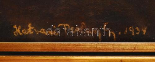 Hatvani Perlusz Gyula (1896-1944): Házak a hegyek alatt. Pasztell, papír, jelzett, üvegezett keretbe...