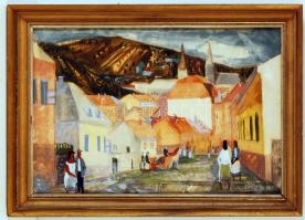 Xantus Gyula (1919-1993): Tokaji utca. Akvarell, papír, jelzett, üvegezett keretben, 40×58 cm