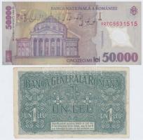 Románia / Német megszállás 1917. 1L + 1941. 1000L + 1944. 2000L + 2001. 50.000L T:II,III,III- ragasz...