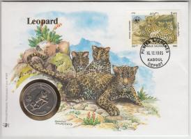 Afganisztán 1987. 50A Természetvédelem - Leopárd WWF érmés borítékon bélyeggel, bélyegzéssel T:1 Afghanistan 1987. 50 Afghanis Defense of Nature - Leopard WWF coin letter with stamp C:UNC