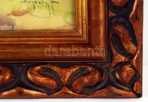 Neogrády Antal (1861-1942): Kőhíd az alföldön. Akvarell, papír, jelzett, üvegezett sérült keretben, ...