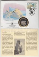 Szovjetunió 1986. 30 éves a WWF / Jegesmedve WWF fém emlékérem borítékon bélyeggel, bélyegzéssel és német nyelvű tájékoztatóval T:PP Soviet Union 1986. 30th Anniversary WWF / Polar bear WWF coin letter with stamp and information C:PP