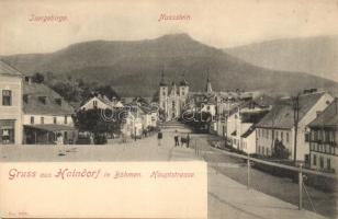 Hejnice, Haindorf; Hauptstrasse, Isergebirge, Nussstein / main street, mountain