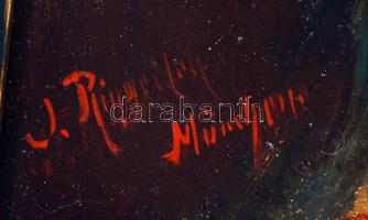 J. Ringeiloy jelzéssel: Pipázó vadász. Olaj, farost, antik keretben, 34×24 cm