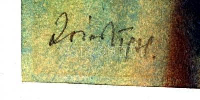 Iványi Ödön (1918-1985): Napkelte. Akvarell, papír, jelzett, üvegezett keretben, 38×56 cm