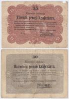 1849. 15Kr + 30Kr Kossuth bankó T:III-