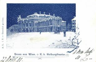 1899 Vienna, Wien; K. K. Hofburgtheater / theatre, winter, decorated (EK)
