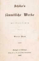 Schillers sämmtliche Werke. 4. köt. Stuttgart, 1835, Verlag der J. G. Cottaschen Buchhandlung. Kopott félbőr kötésben.