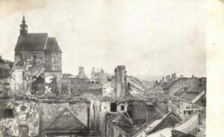1913 Pozsony, Váralja / Zsidónegyed. Szent Miklós templom tűzvész után / nach dem Brande / St. Nicholas church after the fire (non PC) (Rb)