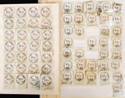 cca 1850-1860 64 db CM-es okmánybélyeg / CM document stamps