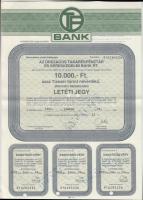 Kecskemét 1991. "OTP Bank" letéti jegye 10.000Ft-ról szelvényekkel, bélyegzésekkel, lyukasztással érvénytelenítve T:II