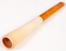 Tajtékkő és borostyán szipka eredeti, sérül pántú dobozában / Amber cigarette holder 12 cm