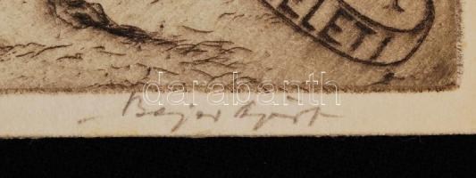 Bajor Ágost (1892-1958): Lesz még kikelet. Rézkarc, papír,jelzett. 12×8cm