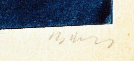 B. Koppány György: Megesketve. Színes rézkarc, papír, jelzett. 14x11 cm