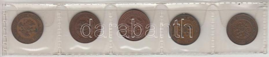Oroszország 1906-1916. 1k (5x) T:2,2-
Russia 1906-1916. 1 Kopeks (5x) C:XF,VF