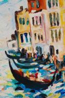 Schéner Mihály (1923-2009): Velence. Olaj, farost, jelzett, keretben, 70×50 cm