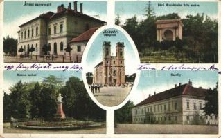 Kisbér, Állami nagyvendéglő, Báró Wenckheim Béla és Kozma szobor, kastély (EK)