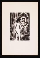 Frans Masereel (1889-1972):Tükörkép. Fametszet, papír, jelzett a dúcon. 8×12 cm