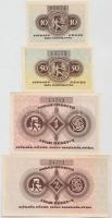 Budapest 1921. "Sokszorosító Ipar Részvénytársaság" 10f + 50f + 1K + 2K szükségpénzek T:I,...