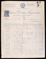 1911 Temesvár, Klein és Dénes kézműáru-nagykereskedés számla