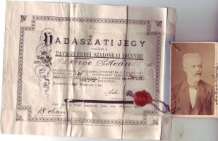 1881 Fényképes vadászati jegy erdei szalonka vadászatára vonatkozóan Budapest I-II kerületére (javított)