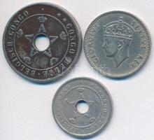 Vegyes: Kelet-Afrika 1948. 50c CuNi + Belga-Kongó 1911. 20c CuNi + 1921. 5c CuNi T:2-,3
Mixed: East-...