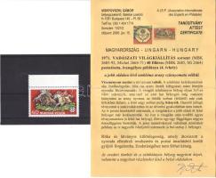 1971 Vadászati világkiállítás 40f arany színnyomat nélkül (a bélyeg kerete, évszám, tervező neve és az embléma alapszíne hiányzik) Visnyovszki fotóatteszt