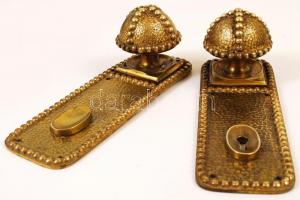 2 db antik, díszes réz szekrényfogantyú, 16,5×5,5×5,5 cm