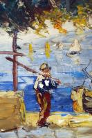 Benedek György (1934-): Tengerparti táj. Olaj, vászon, jelzett, keretben, 50×70 cm