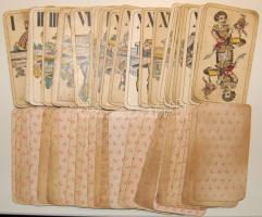 cca. 1916 Piatnik tarokk kártya pakli Hindenburg és Hötzendorf képével a hátoldalon (2 lap hiányzik, néhány sérült)