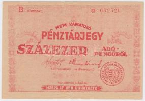 1946. 100.000AP nem kamatozó Pénztárjegy Másra Át Nem Ruházható T:III szakadás