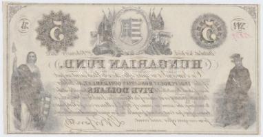 1852. 5$ "A" "Kossuth bankó" piros sorszámmal és fekete dátumozással T:I- (sarok...