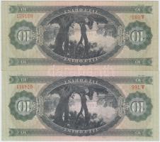 1969. 10Ft (2x) az egyik gyári papírránccal T:II,III