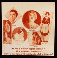 Hungária és Ferencváros játékosainak képei a Tolnai Világlapja melléklete, hátoldalon korabeli színé...