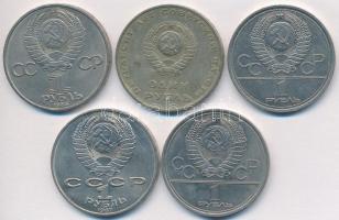 Szovjetunió 1967-1987. 1R (5xklf) T:2,2- Soviet Union 1967-1987. 1 Ruble (5xdiff) C:XF,VF