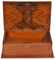 cca 1910 Antik fa ládika kulcs nélkül, sérülésekkel / Vintage cassa 20x25x10 cm
