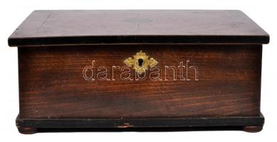 cca 1910 Antik fa ládika kulcs nélkül / Vintage cassa 20x25x12 cm